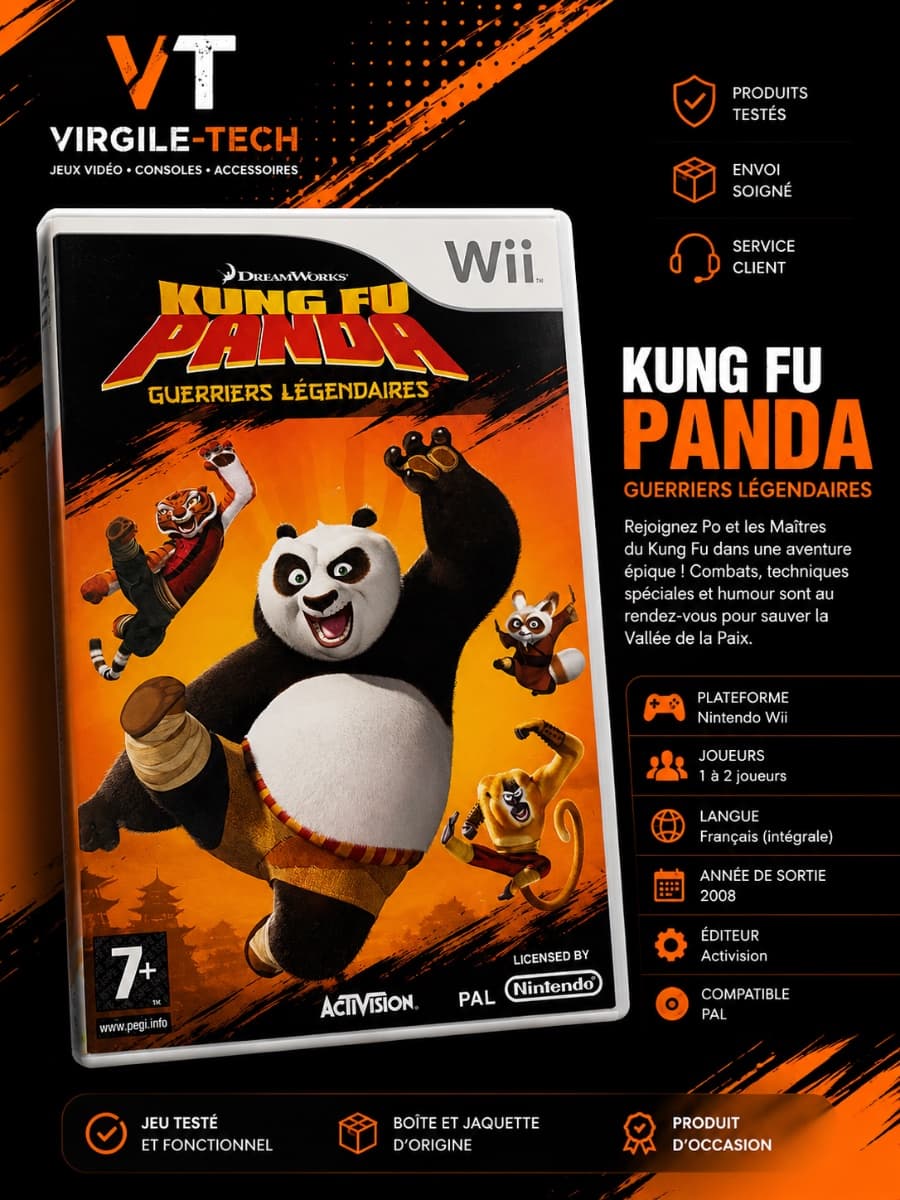 Jeu Wii Kung Fu Panda Wii occasion – Aventure et combats avec Po et les Maîtres du Kung Fu